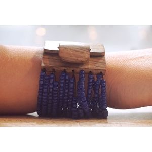 Blue Beaded Cuff Bracelet